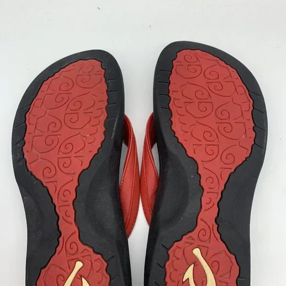 OluKai Sandals Womens Size 9 Red Flip Flop Cushioned Comfort Beach Synthetic - Picture 7 of 10